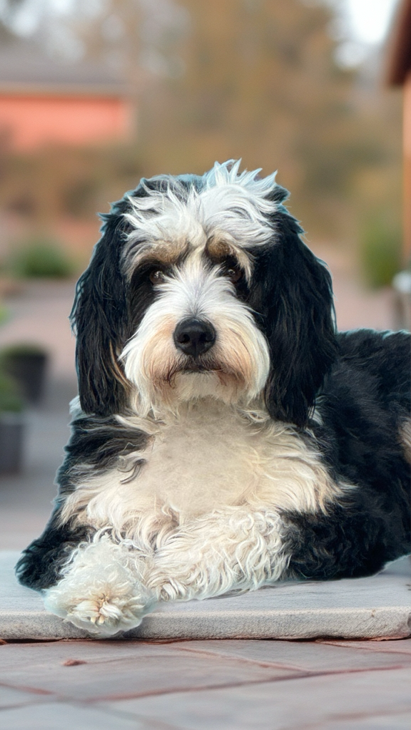 Bernedoodle close up in Las Vegas, Nevada