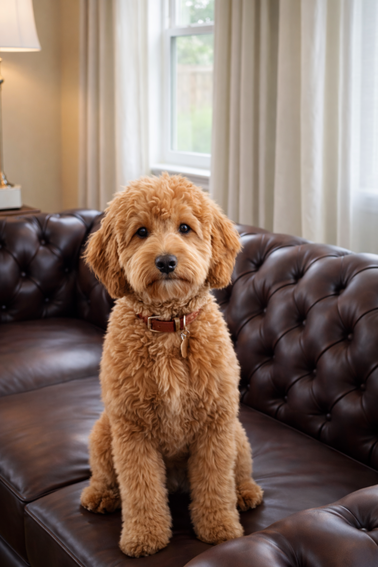 goldendoodle sitting on couch in Las vegas