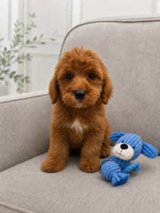 male Red Goldendoodle puppy Las Vegas raised in home environment